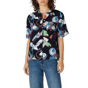 Re/Done 50s Hawaiian Shirt Short Sleeve Button-Down Top Japanese Tsuru Multi M